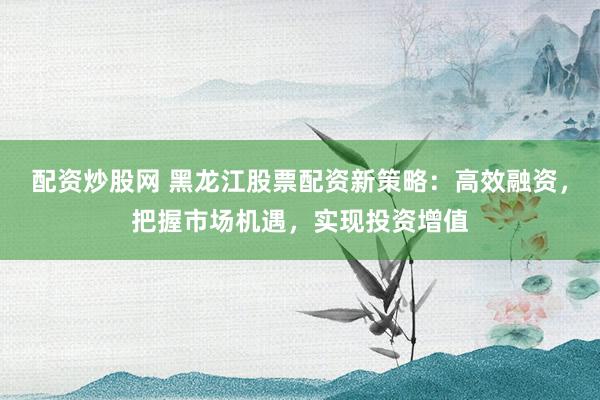 配资炒股网 黑龙江股票配资新策略：高效融资，把握市场机遇，实现投资增值