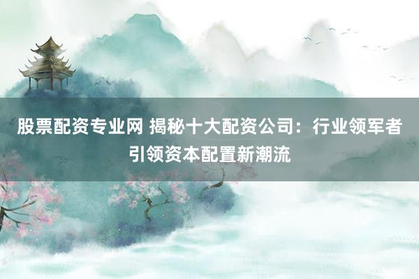 股票配资专业网 揭秘十大配资公司：行业领军者引领资本配置新潮流