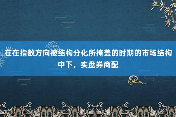 在在指数方向被结构分化所掩盖的时期的市场结构中下，实盘券商配