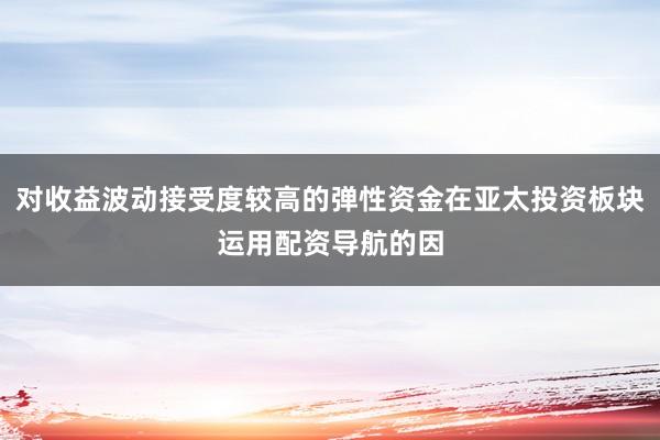 对收益波动接受度较高的弹性资金在亚太投资板块运用配资导航的因