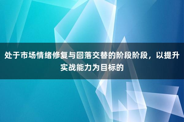 处于市场情绪修复与回落交替的阶段阶段，以提升实战能力为目标的
