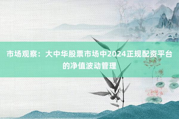 市场观察：大中华股票市场中2024正规配资平台的净值波动管理